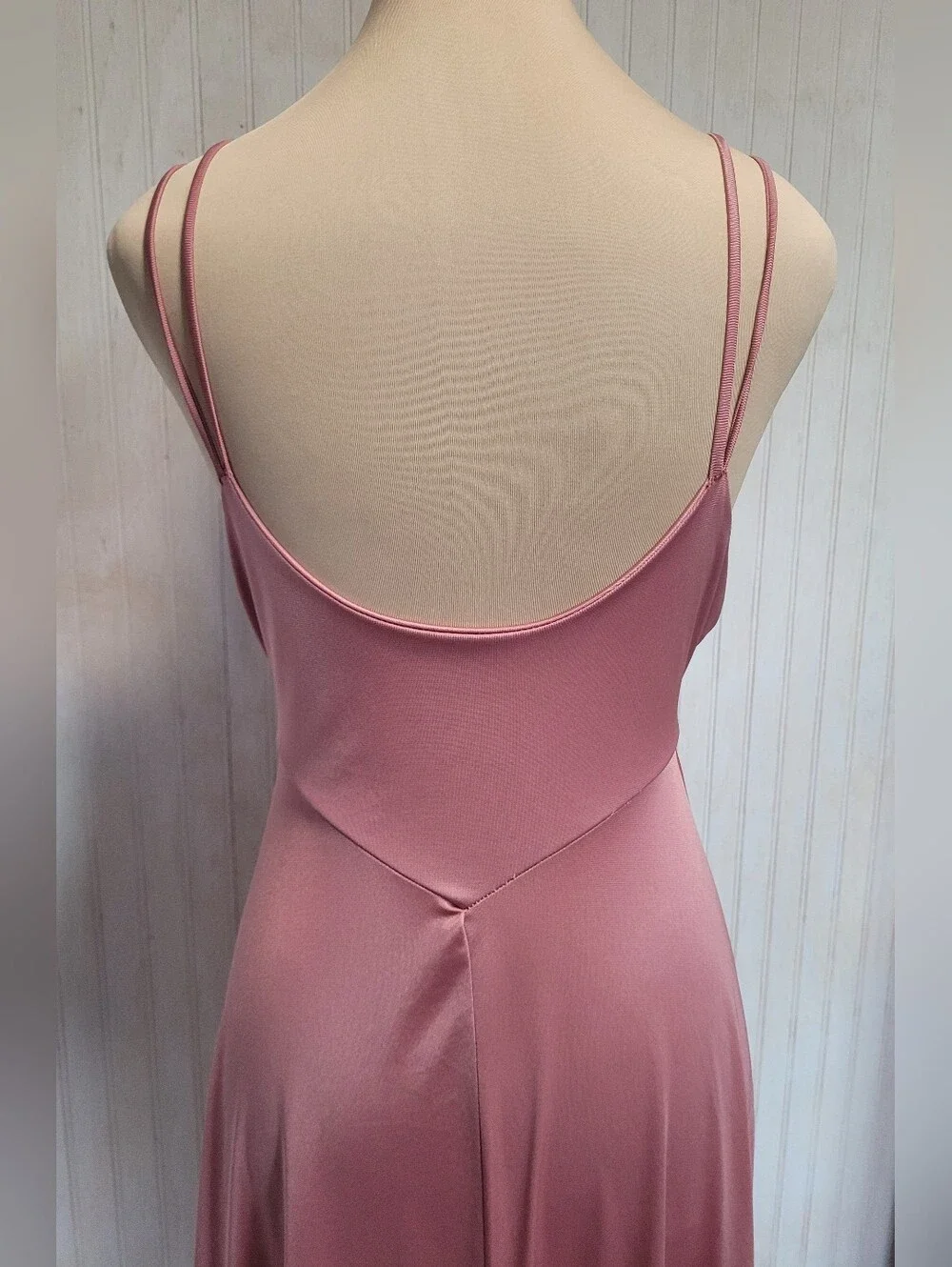 ​Vintage 70s Lingerie Nylon Empire Waist Maxi Nightgown Dusty Rose M - Picture 6 of 15